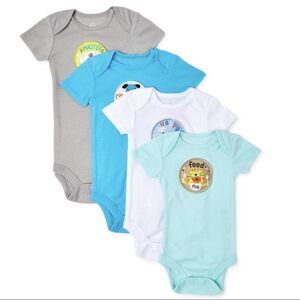 wonder nation Baby One-Piece Bodysuit Set in Gray, Blue, White, Aqua